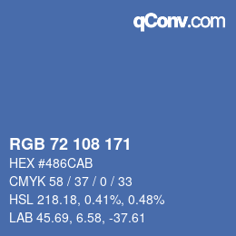 Color code: RGB 72 108 171 | qconv.com