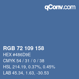 Color code: RGB 72 109 158 | qconv.com