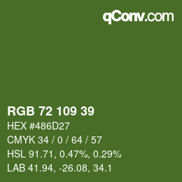 Color code: RGB 72 109 39 | qconv.com