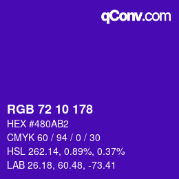 カラーコード: RGB 72 10 178 | qconv.com