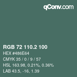 カラーコード: RGB 72 110.2 100 | qconv.com