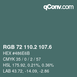 カラーコード: RGB 72 110.2 107.6 | qconv.com