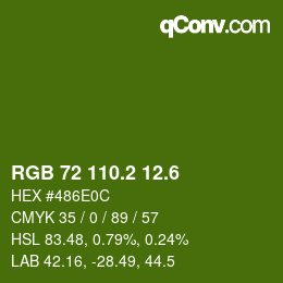 カラーコード: RGB 72 110.2 12.6 | qconv.com