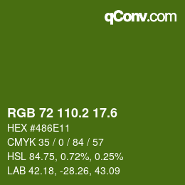カラーコード: RGB 72 110.2 17.6 | qconv.com