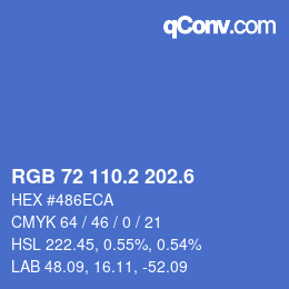 カラーコード: RGB 72 110.2 202.6 | qconv.com