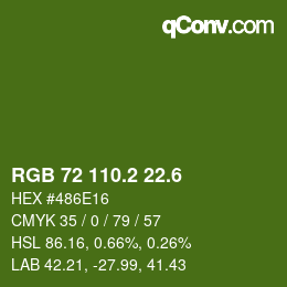 カラーコード: RGB 72 110.2 22.6 | qconv.com
