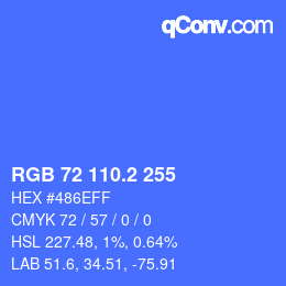 カラーコード: RGB 72 110.2 255 | qconv.com