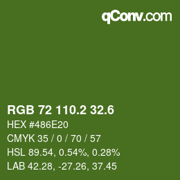 カラーコード: RGB 72 110.2 32.6 | qconv.com