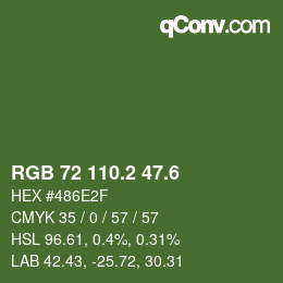 カラーコード: RGB 72 110.2 47.6 | qconv.com