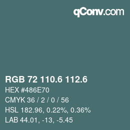カラーコード: RGB 72 110.6 112.6 | qconv.com