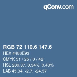 カラーコード: RGB 72 110.6 147.6 | qconv.com