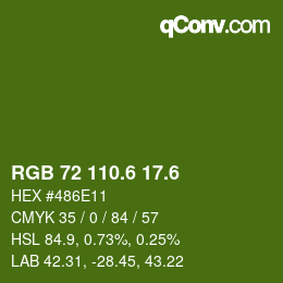 カラーコード: RGB 72 110.6 17.6 | qconv.com