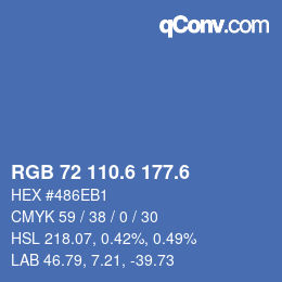 カラーコード: RGB 72 110.6 177.6 | qconv.com
