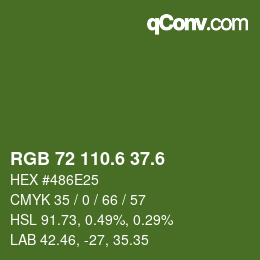 カラーコード: RGB 72 110.6 37.6 | qconv.com