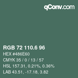 カラーコード: RGB 72 110.6 96 | qconv.com