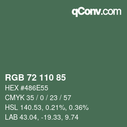 Color code: RGB 72 110 85 | qconv.com