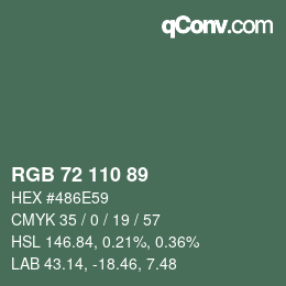 カラーコード: RGB 72 110 89 | qconv.com
