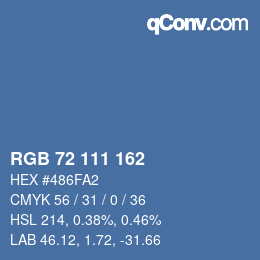Color code: RGB 72 111 162 | qconv.com