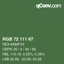 Farbcode: RGB 72 111 67 | qconv.com