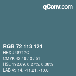 Code couleur: RGB 72 113 124 | qconv.com