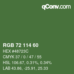 Farbcode: RGB 72 114 60 | qconv.com