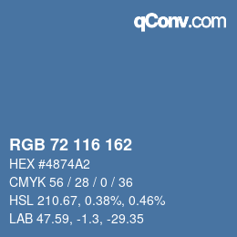 颜色代码: RGB 72 116 162 | qconv.com