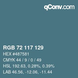 Farbcode: RGB 72 117 129 | qconv.com