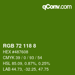 Color code: RGB 72 118 8 | qconv.com