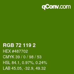 カラーコード: RGB 72 119 2 | qconv.com