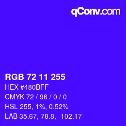 颜色代码: RGB 72 11 255 | qconv.com