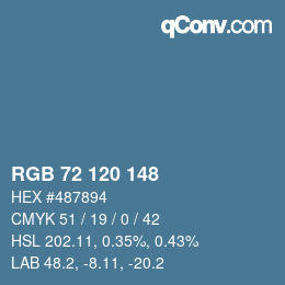 颜色代码: RGB 72 120 148 | qconv.com