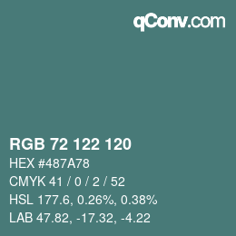 Farbcode: RGB 72 122 120 | qconv.com
