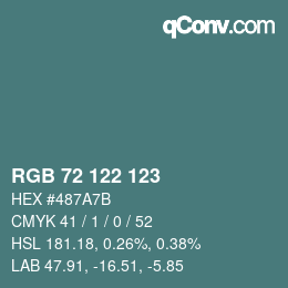 Color code: RGB 72 122 123 | qconv.com