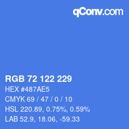 Farbcode: RGB 72 122 229 | qconv.com