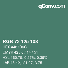 カラーコード: RGB 72 125 108 | qconv.com