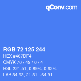 Farbcode: RGB 72 125 244 | qconv.com