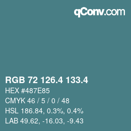 カラーコード: RGB 72 126.4 133.4 | qconv.com