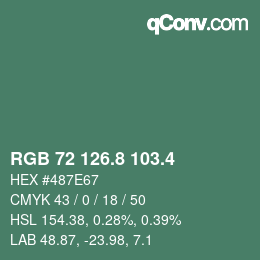 カラーコード: RGB 72 126.8 103.4 | qconv.com