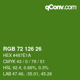 Color code: RGB 72 126 26 | qconv.com