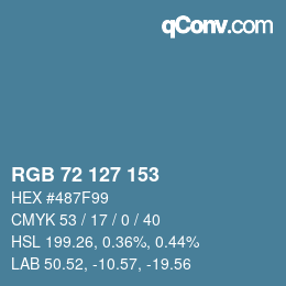 Color code: RGB 72 127 153 | qconv.com