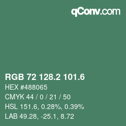 カラーコード: RGB 72 128.2 101.6 | qconv.com