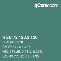 カラーコード: RGB 72 128.2 120 | qconv.com