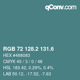 カラーコード: RGB 72 128.2 131.6 | qconv.com