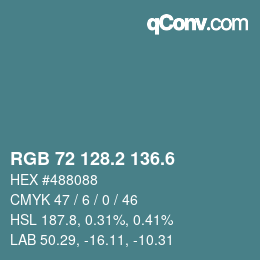 カラーコード: RGB 72 128.2 136.6 | qconv.com