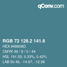 カラーコード: RGB 72 128.2 141.6 | qconv.com