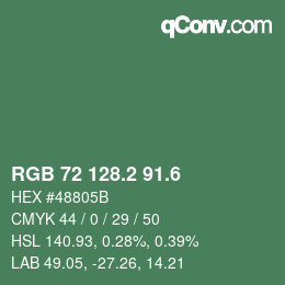 カラーコード: RGB 72 128.2 91.6 | qconv.com