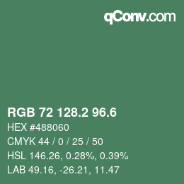 カラーコード: RGB 72 128.2 96.6 | qconv.com
