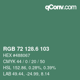 カラーコード: RGB 72 128.6 103 | qconv.com