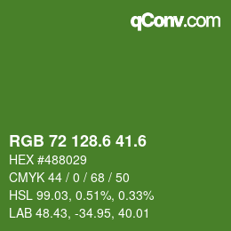 カラーコード: RGB 72 128.6 41.6 | qconv.com