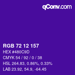 Color code: RGB 72 12 157 | qconv.com